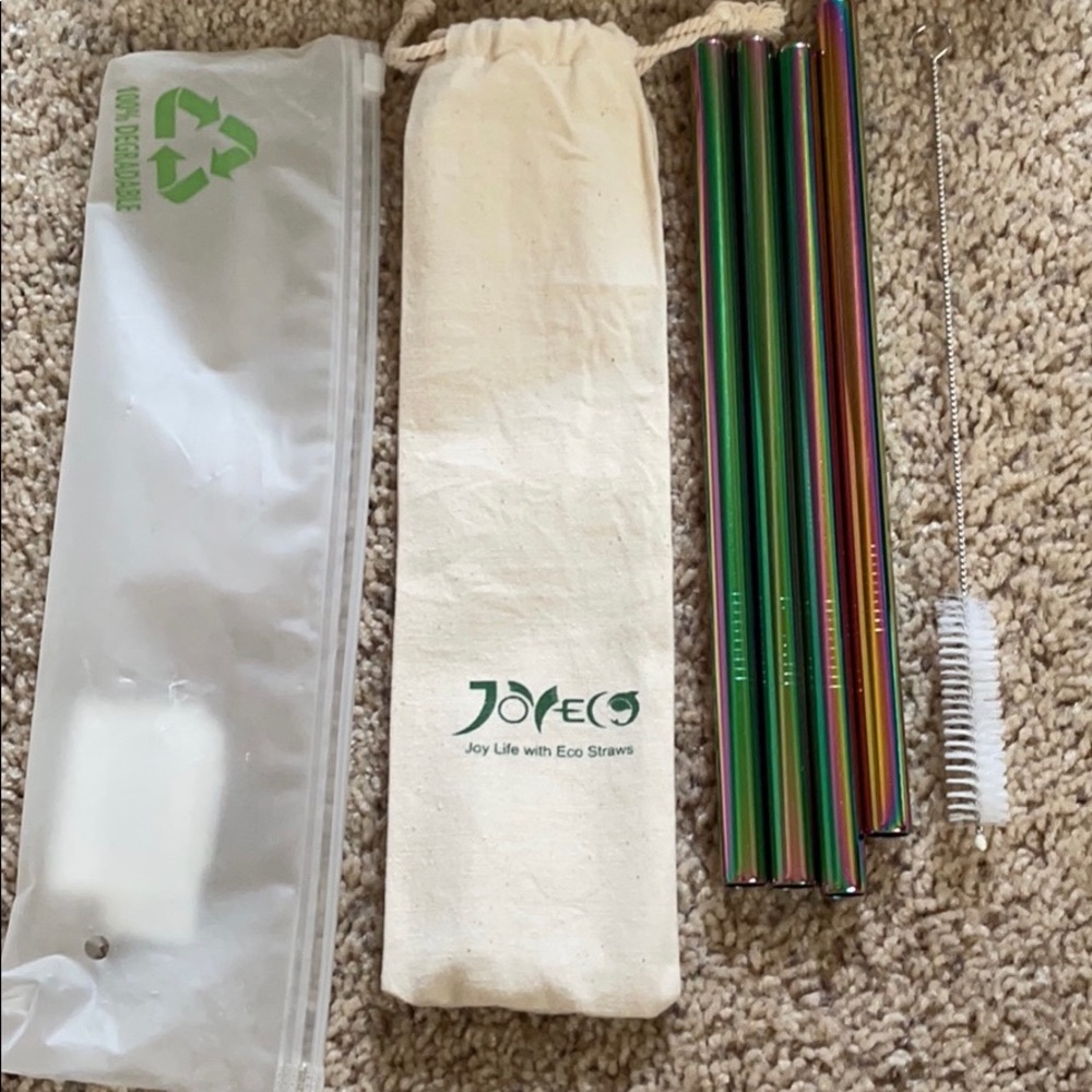 JOYECO 4 Pcs Stainless Steel Boba Straws Rainbow - Picture 2 of 4